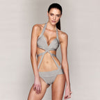 Gray Bandage Cutout One-Piece Swimsuit