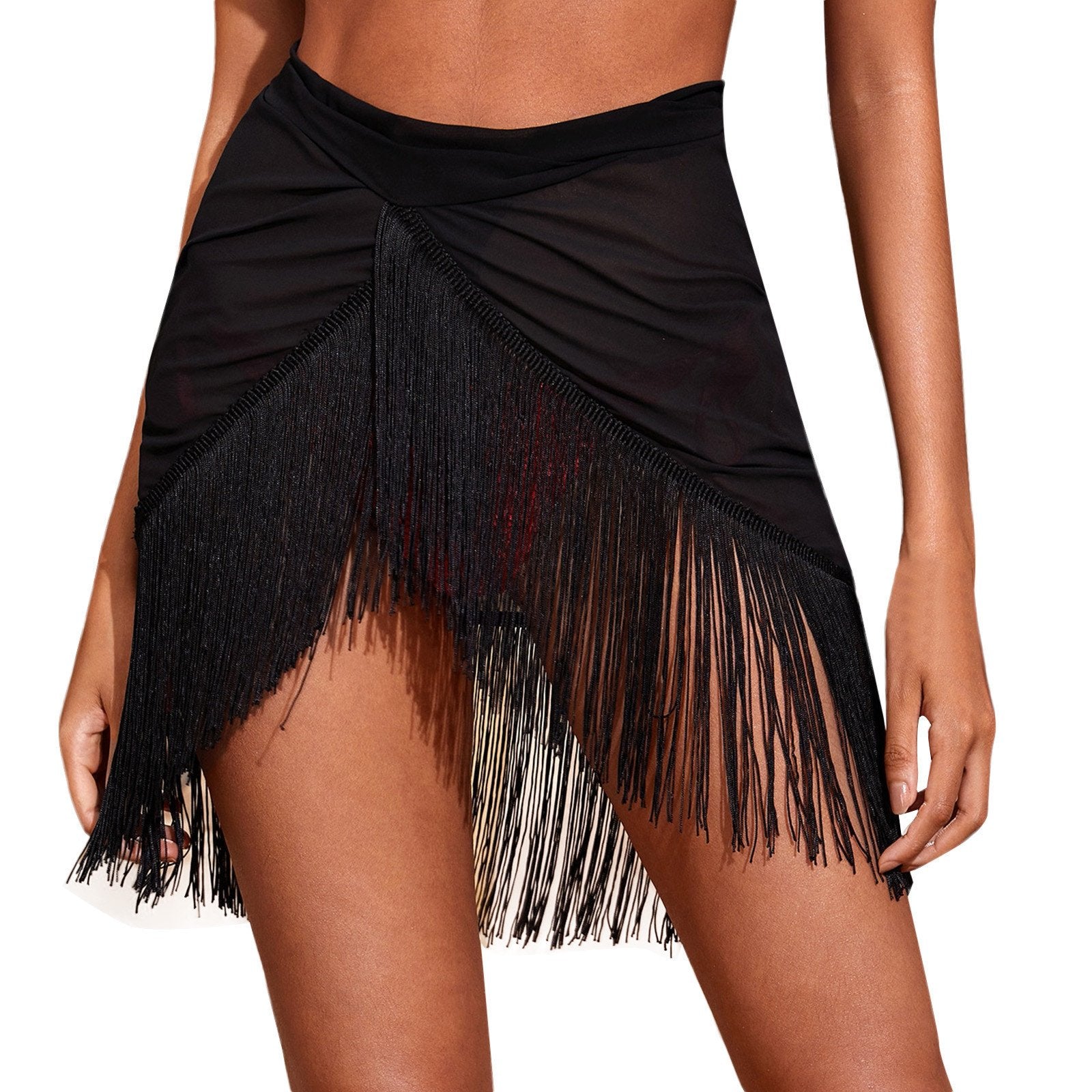 Ladies Fringe Mesh Beach Cover-Up Skirt