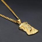 Abstract Jesus Face Pendant Necklace