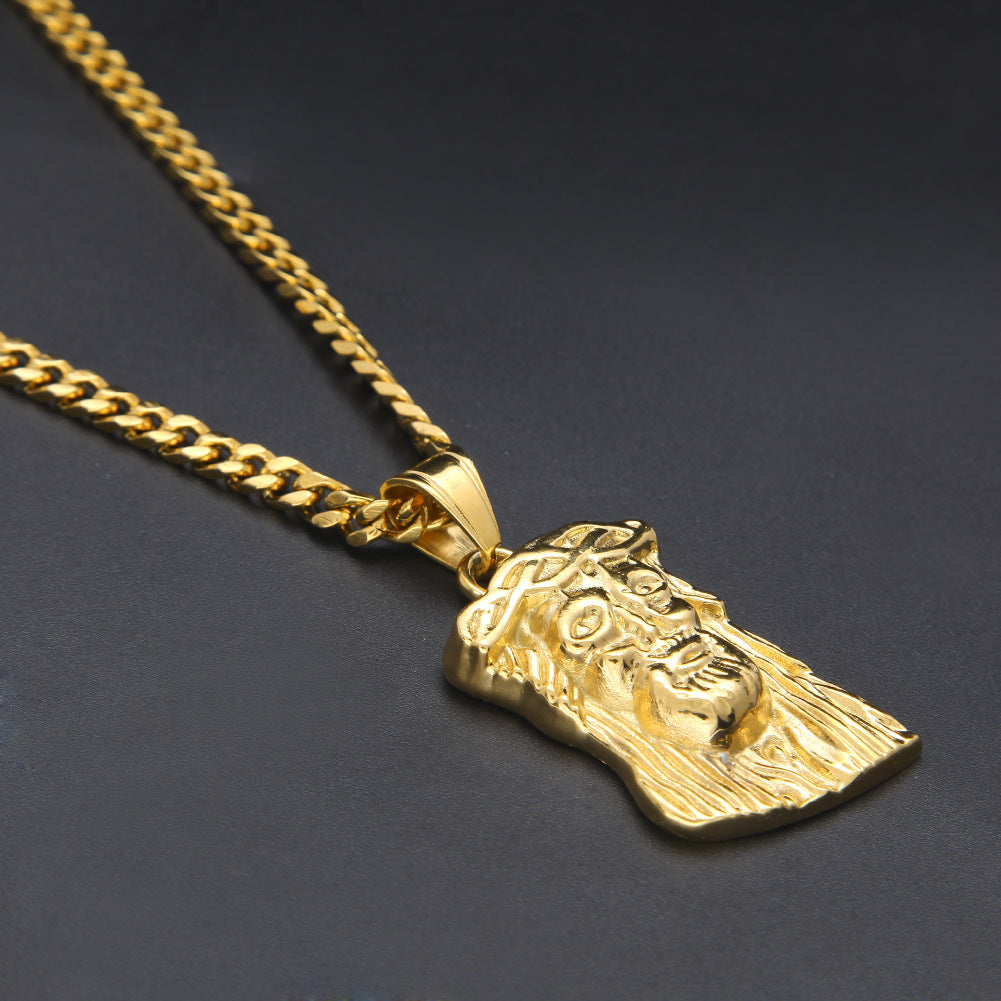 Abstract Jesus Face Pendant Necklace