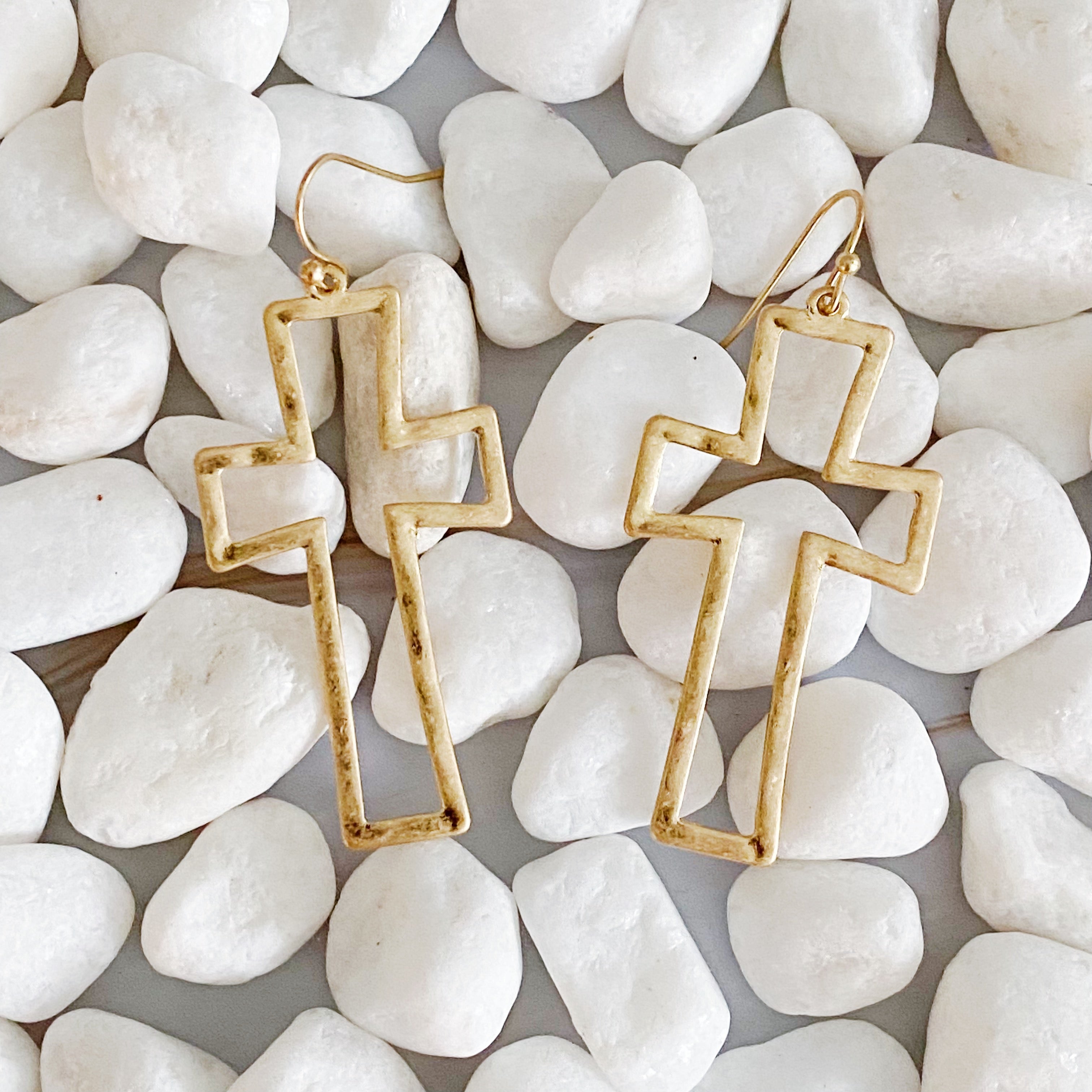 Dangle Cross Outlined Earrings | Christian Jewelry