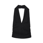 Pleated Halter Top & Stretchy Midi Skirt Set