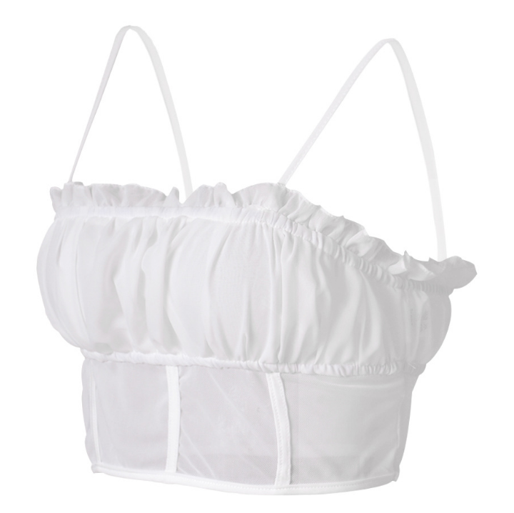 2020 Women's Mesh Camisole with Ruffle Trim Top