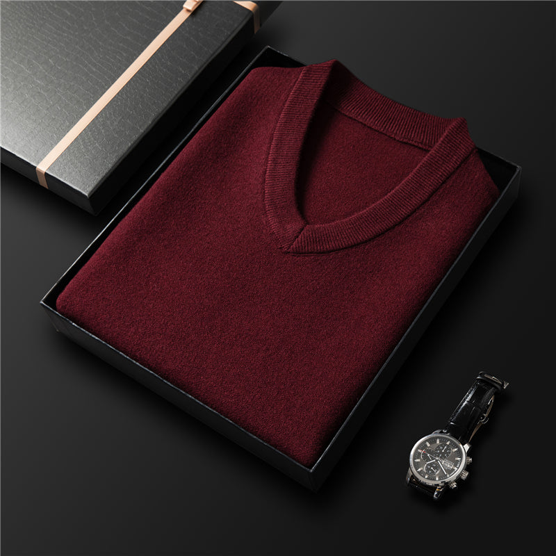 Men's V-Neck Knit Pullover Sweater