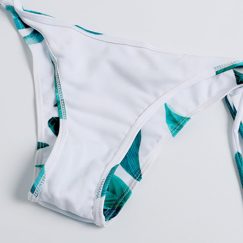 Tropical Leaf Wrap Bikini Set