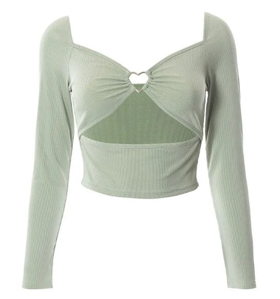 Women's Hollow-Out Ribbed Crop Top