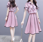 Floral Chiffon Midi Dress Two-Piece Set