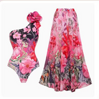 Floral One-Shoulder 3D Flower One-Piece Swimsuit