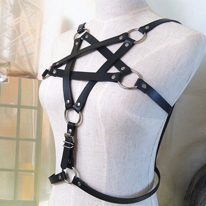 PU Leather Star Punk Bralette and Accessories Set