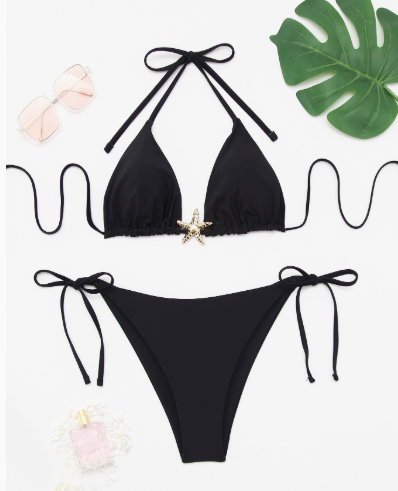 Red Triangle String Bikini Set with Starfish Charm