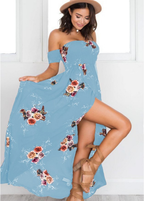 Off-Shoulder Floral Maxi Beach Dress