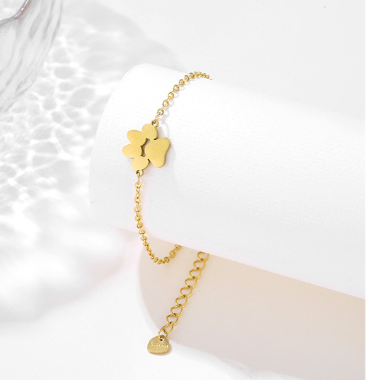 Personalized Pet Paw Print Name Bracelet