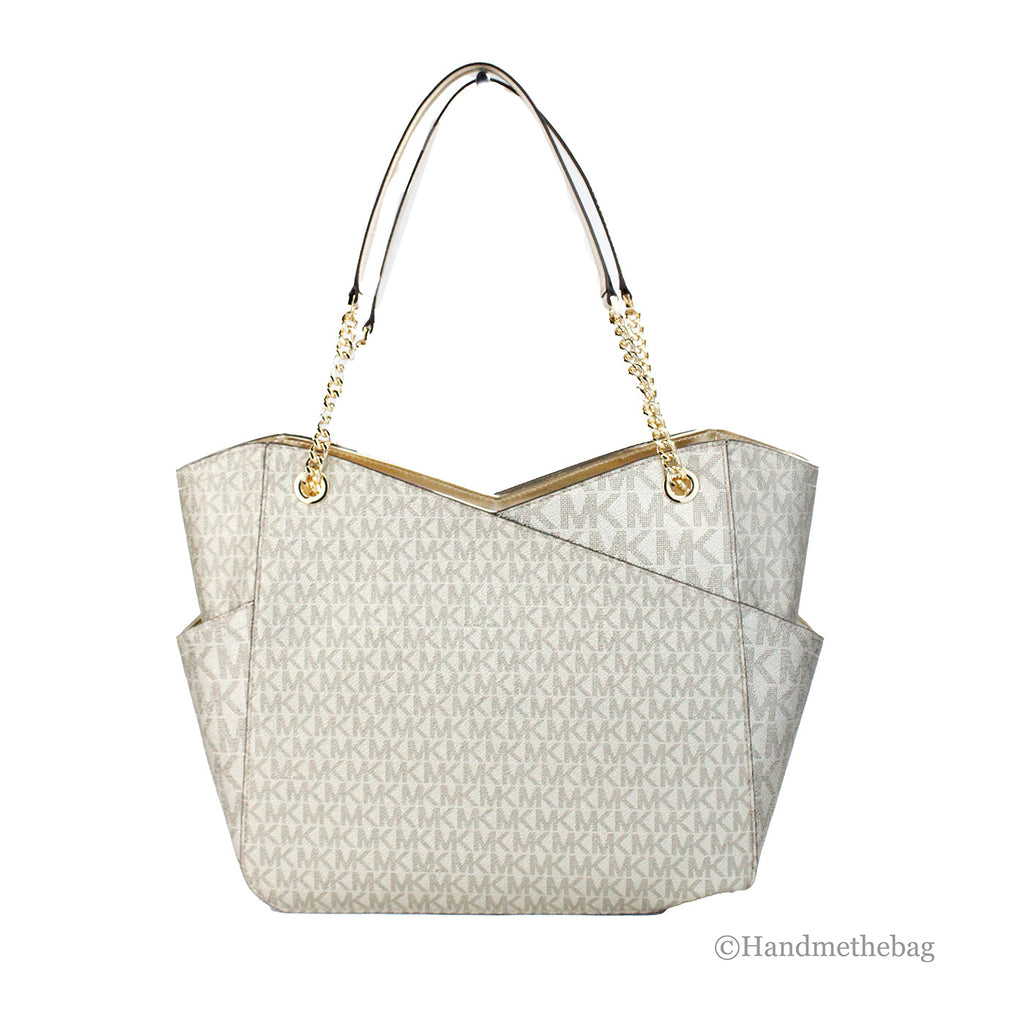 Michael Kors Jet Set Large Pale Gold X Cross Chain Tote