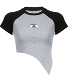 Women's Asymmetrical Crop Top with Bump Shoulder Design