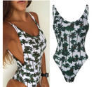 Palm Tree Print Backless One-Piece Swimsuit