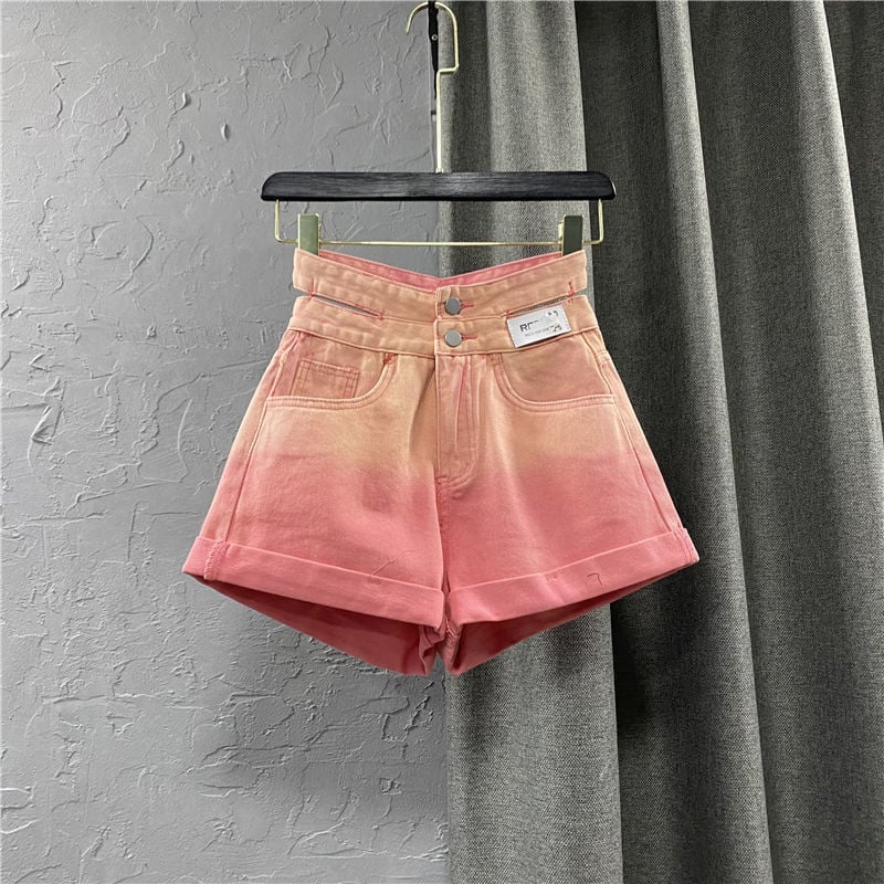 Gradient Wide Leg Denim Shorts for Women