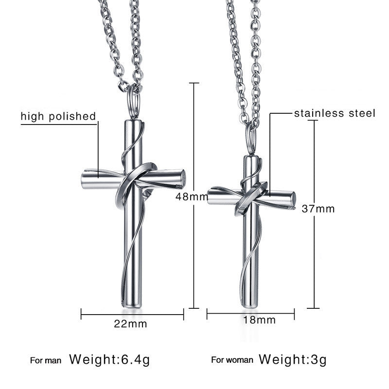 Stainless Steel Couple Cross Pendant Necklace