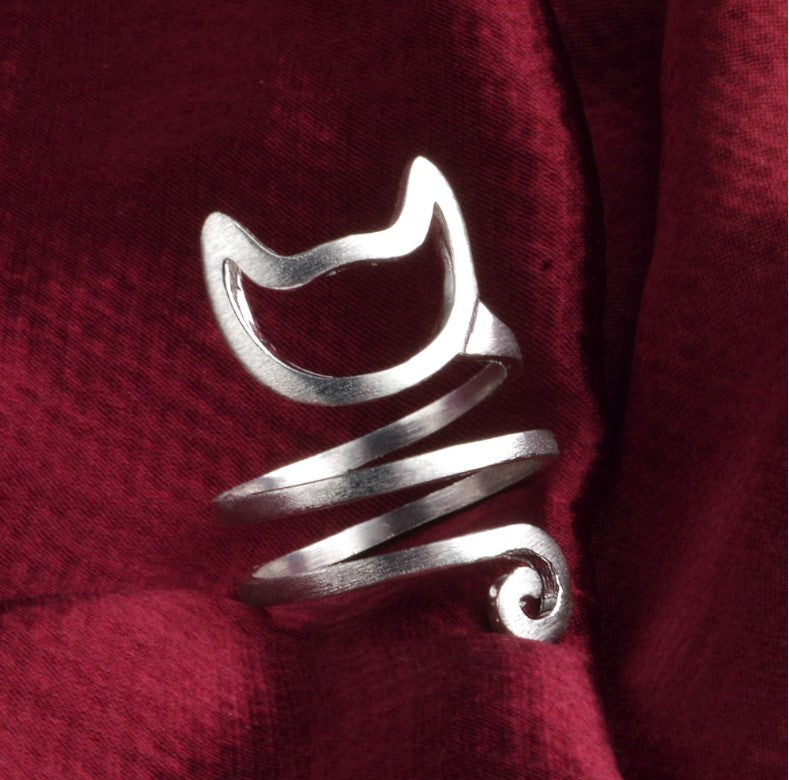 Silver Plated Cat Ring - Cute and Unique Design