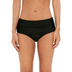 Women's Black Ruffled Beach Shorts with Built-in Liner