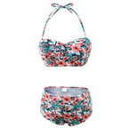 Tropical Floral Bustier High-Waist Bikini Set