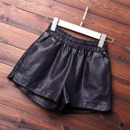 High Waist PU Leather Shorts for Women - Loose Fit