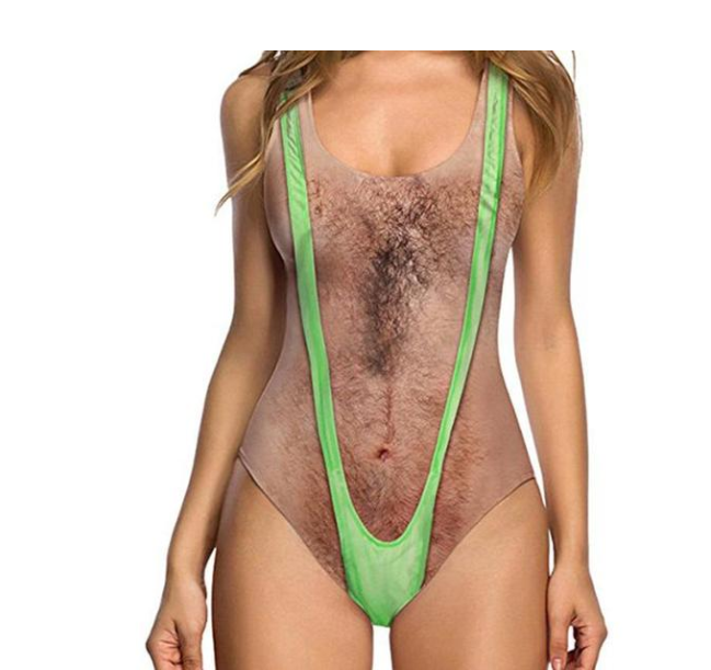 Novelty Chest Hair Print One-Piece Swimsuit