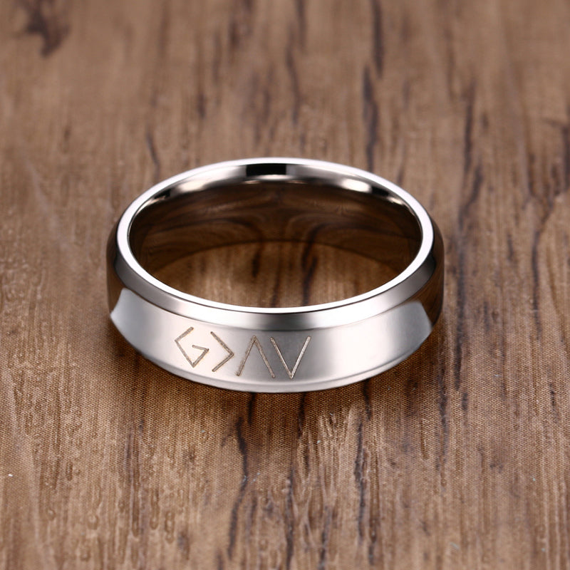 Stainless Steel "God Is Greater Than the Highs and Lows" Ring | Christian Jewelry