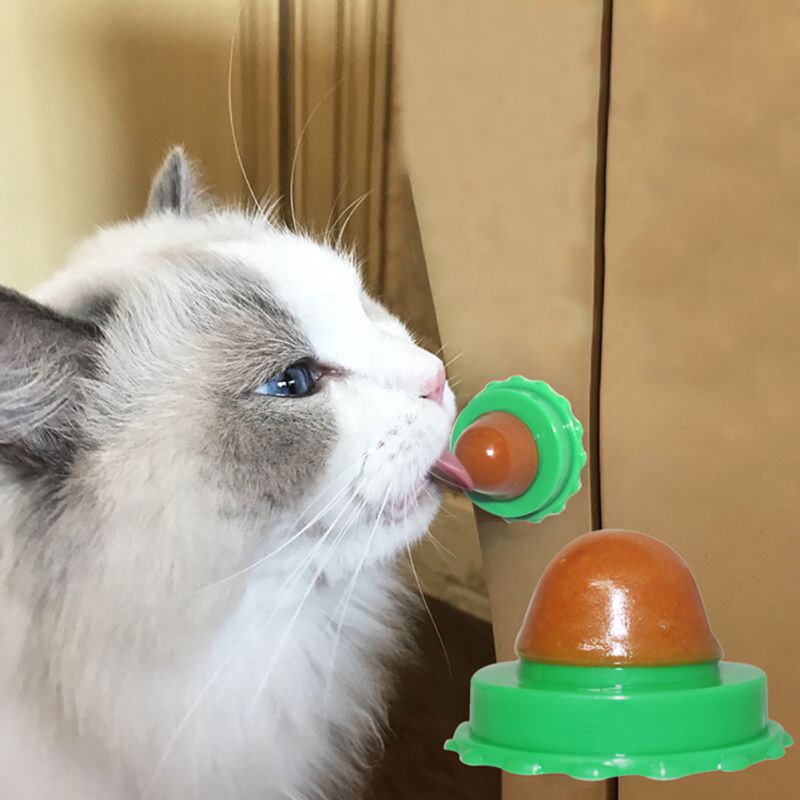 Cat Catnip Energy Lick Ball Treats, Natural Nutrition Snack Balls with Catnip and Trace Elements, Wall-Mounted Healthy Cat Candy
