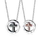 Stylish Titanium Steel Couple Necklace with Cross Pendant