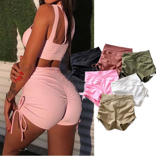 2023 Women's High-Waisted Yoga Shorts with Drawstring