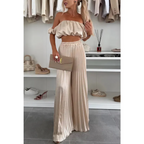 Women’s Satin Tube Top and Wide Leg Pants Set