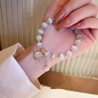 Opal Bead Bracelet with Fortune Cat Charm