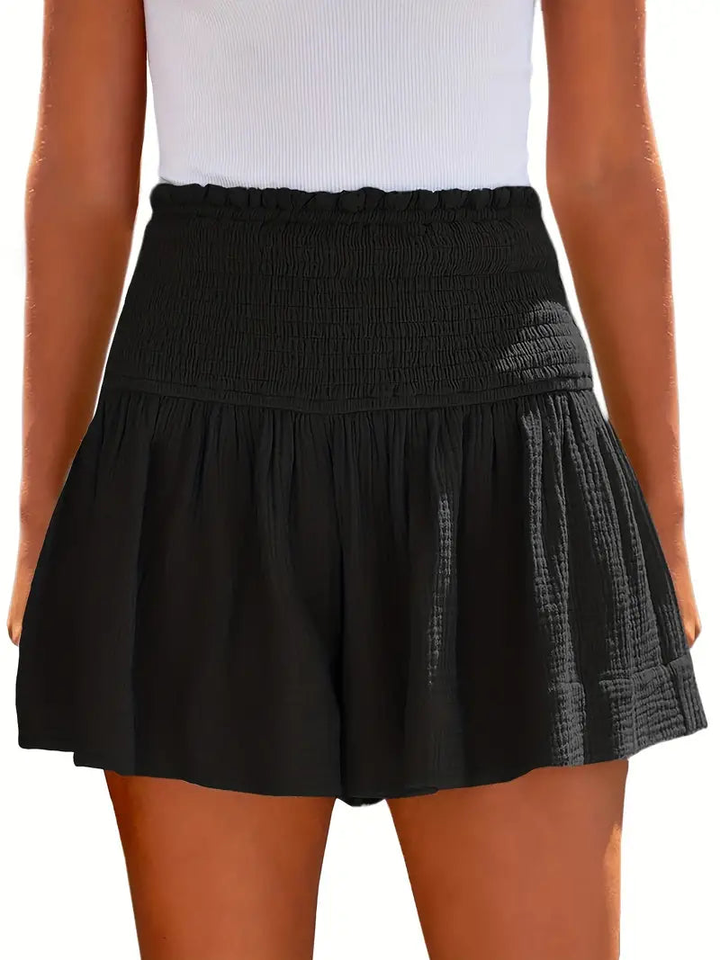 Boho High Waist Ruched Skorts - Women's Summer Shorts