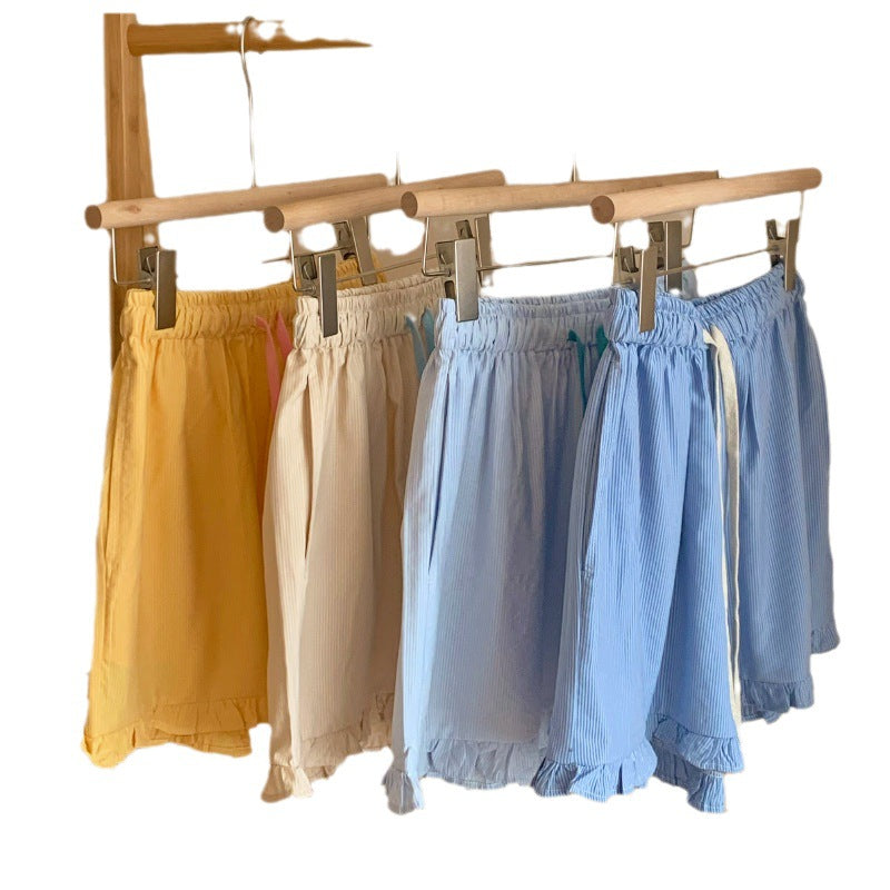 Girls' Lace-Up Checkered Shorts for Kids