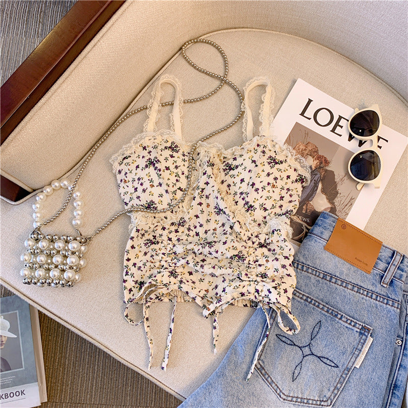 Spring Floral Ruffled Crop Top for Women
