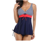Women's Nautical Chevron Tankini Swimdress Set