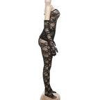 Women's Fashion Lace Tube Top High Waist Tight Body Stocking Long Pants Suit