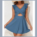 Color Block Cross-Front Swim Dress