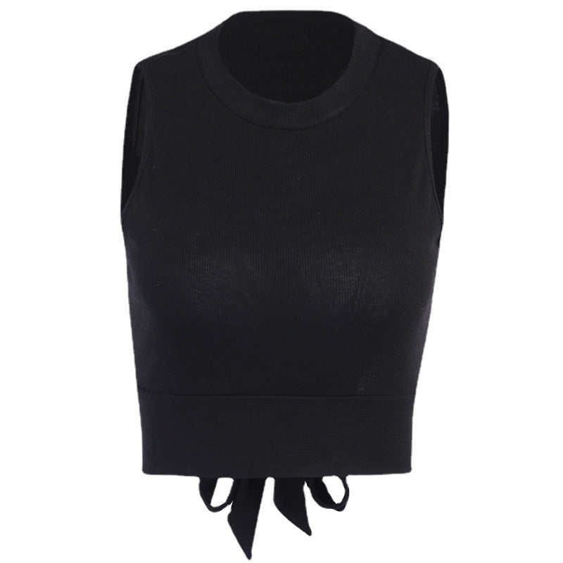 23188P Knit Hollow Short Tank Top - Women's Fashion