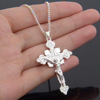 Silver Jesus Crucifix Cross Pendant Necklace | Christian Jewelry