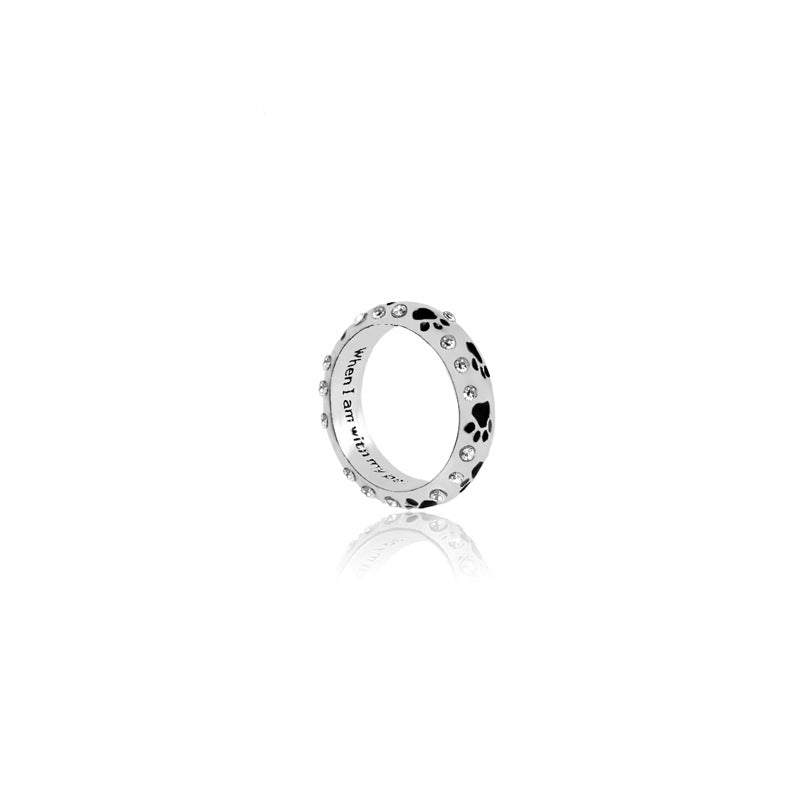 Paw Print Enamel Band Ring