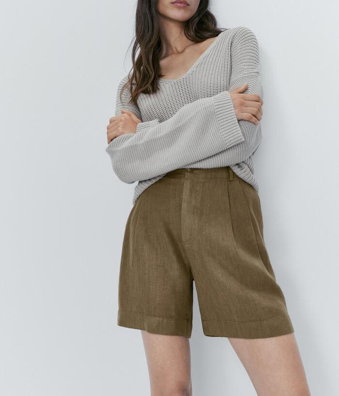 2023 Summer Women's Fashion High-Waist Pleated Shorts