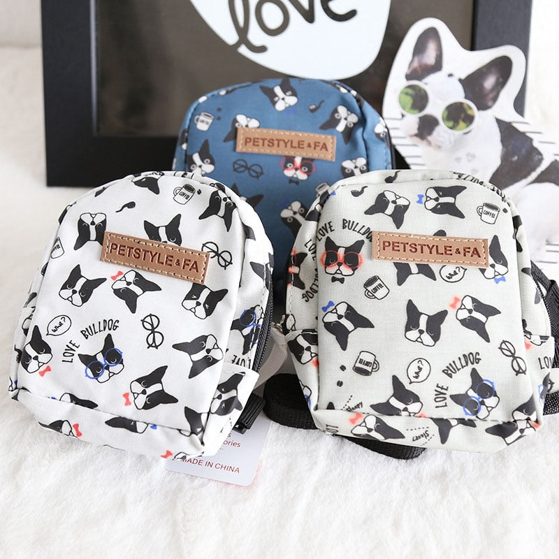 Cartoon Dog Backpack Harness with Leash, Polyester Small Pet Carrier Bag with Zipper Pocket, Adjustable Walking Harness for Cats and Dogs
