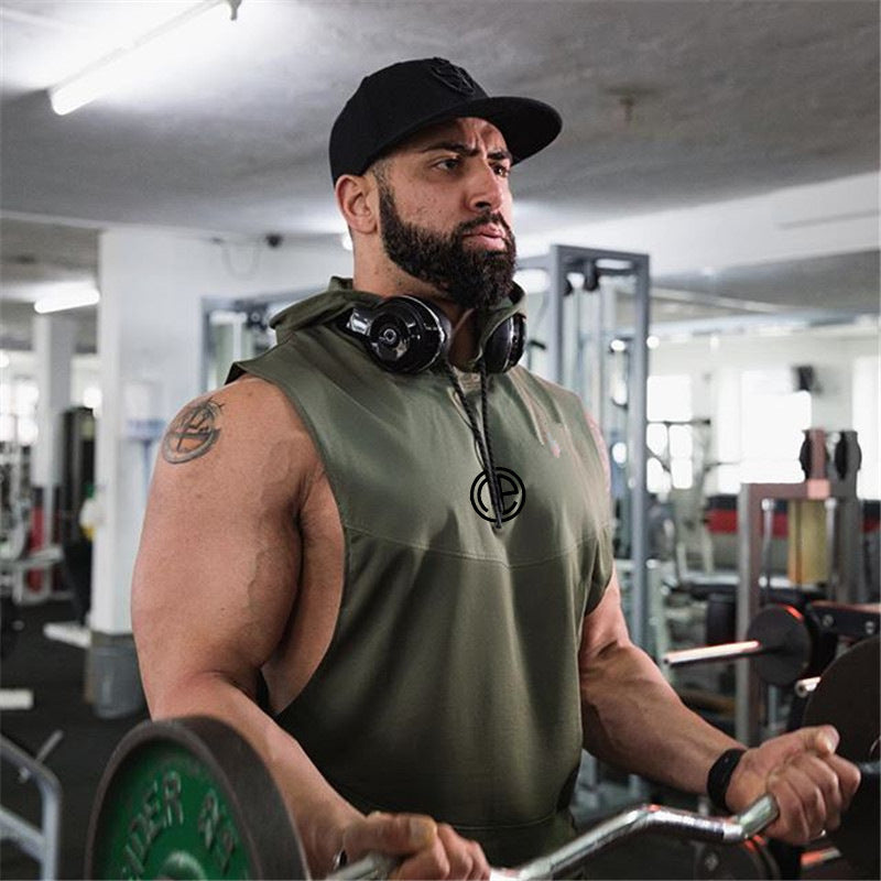 Men's Summer Muscle Brother Hooded Tank Top for Training