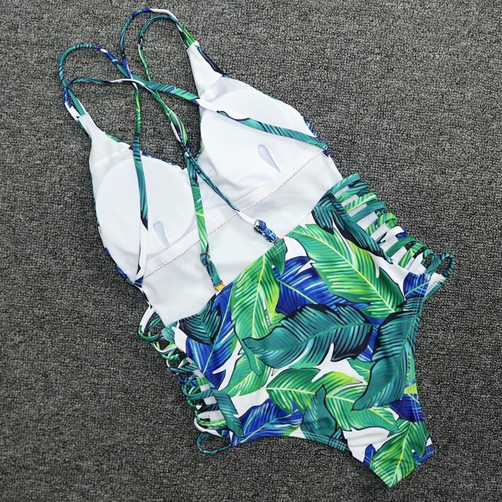 Leaf Print One-Piece Swimsuit