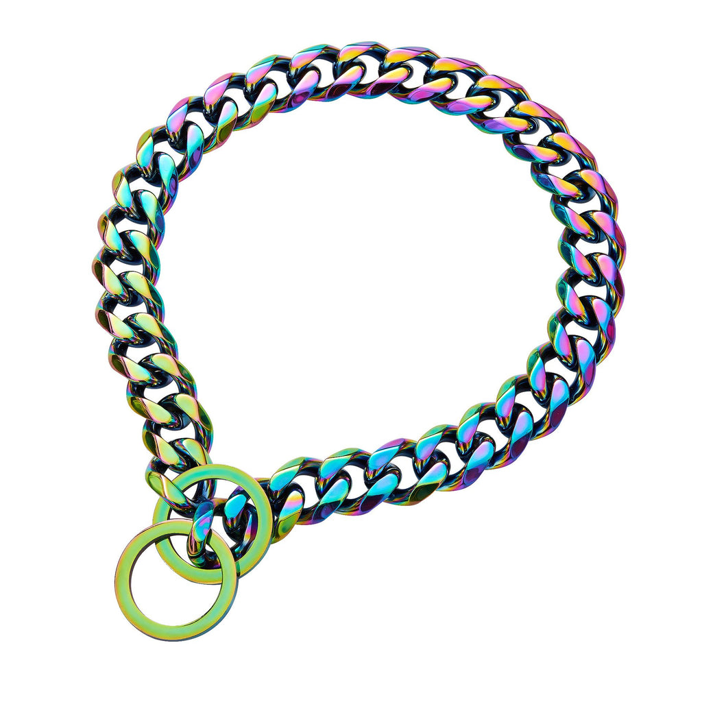 Rainbow Plated Cuban Link Dog Chain Collar