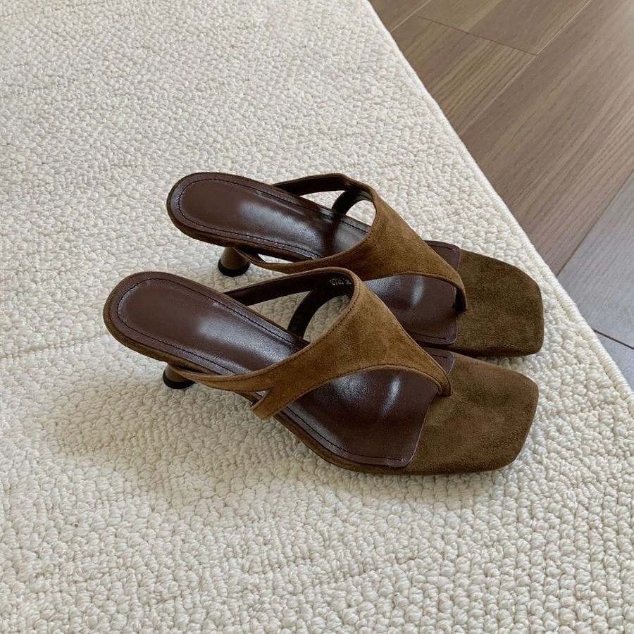 Retro Minimalist Thong Stiletto Sandals