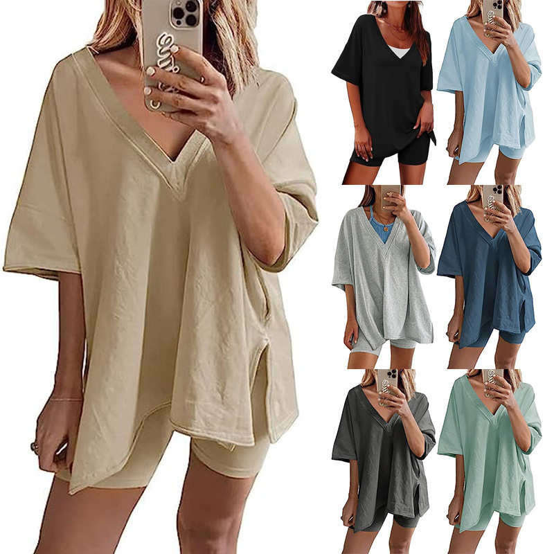 Women's 2-Piece Casual T-Shirt & High-Waist Shorts Set