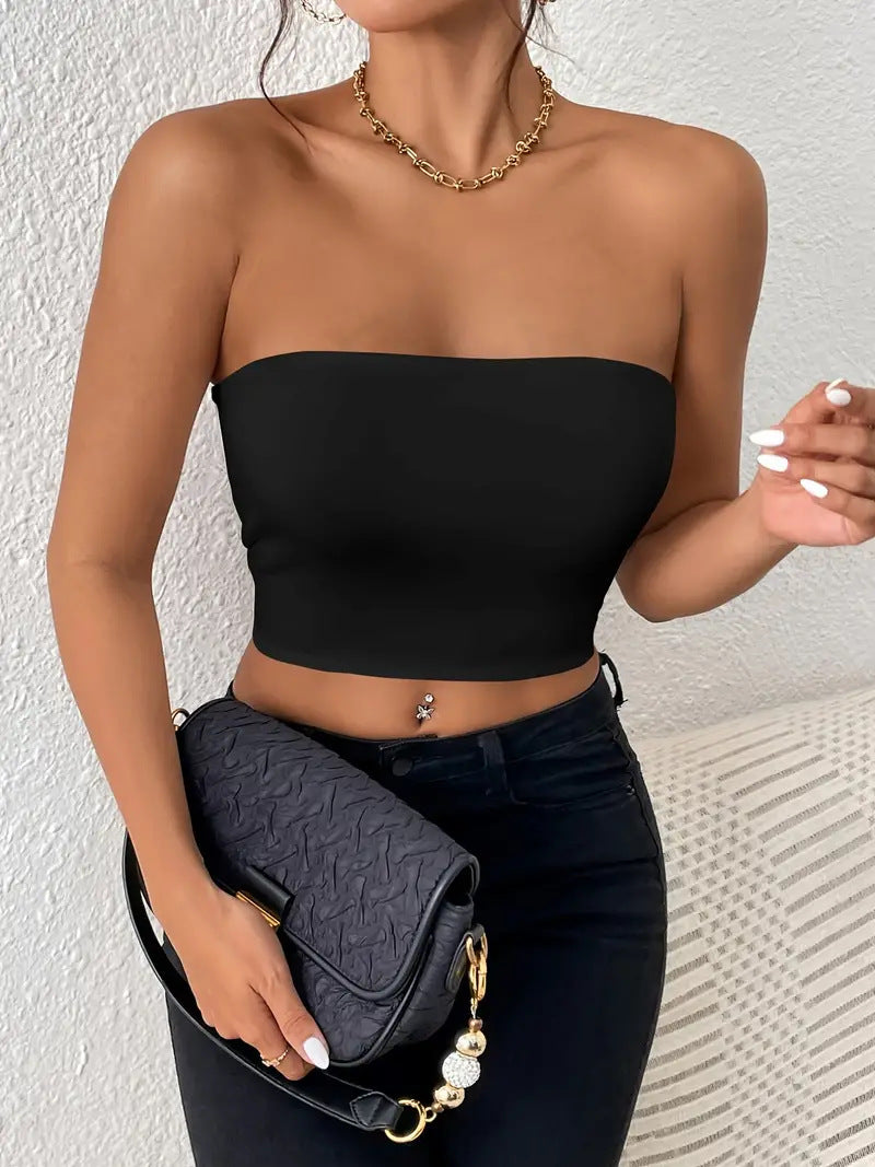 Sexy Strap Tube Crop Top