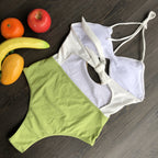 Womens Cutout Colorblock One-Piece Swimsuit